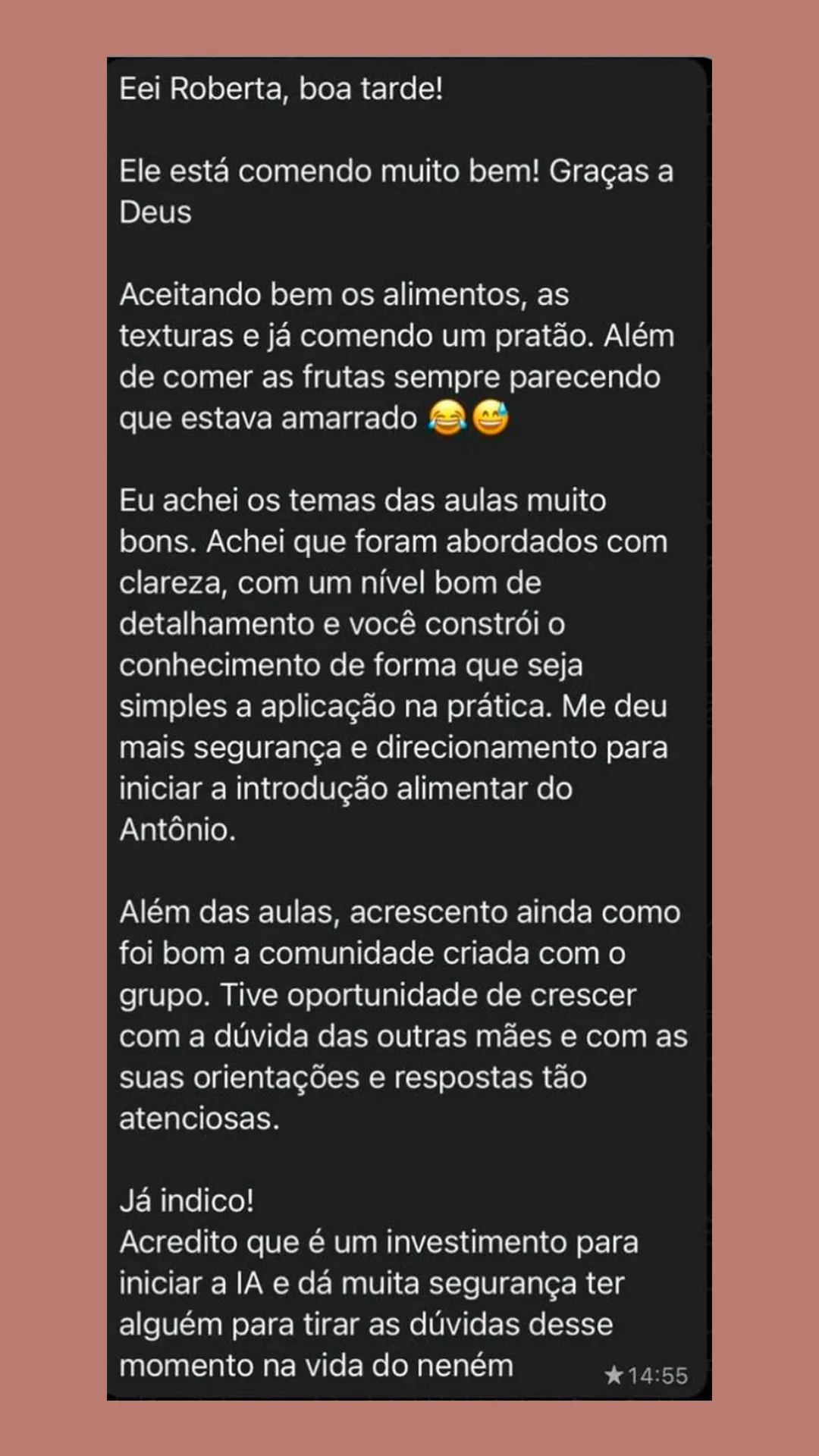 Depoimento da Imersão em Introdução Alimentar
