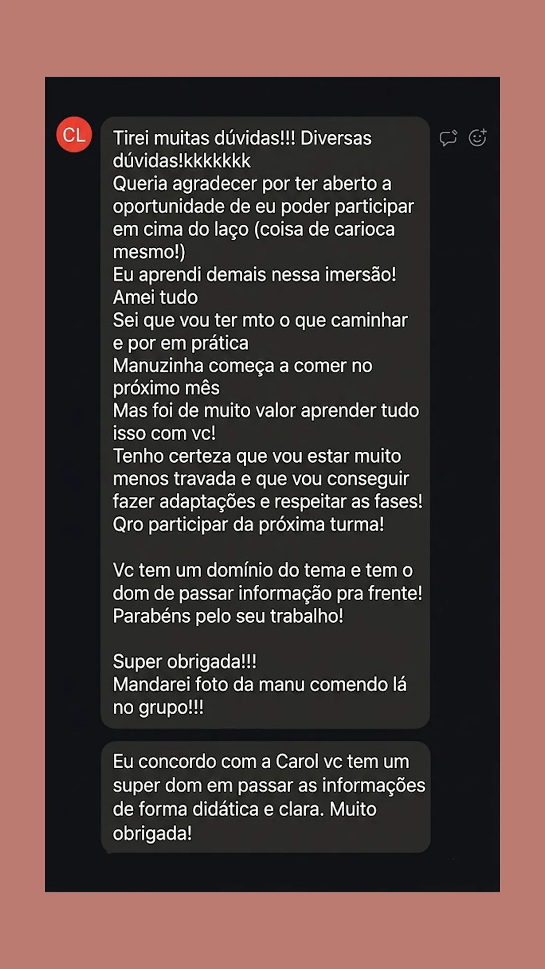 Depoimento da Imersão em Introdução Alimentar